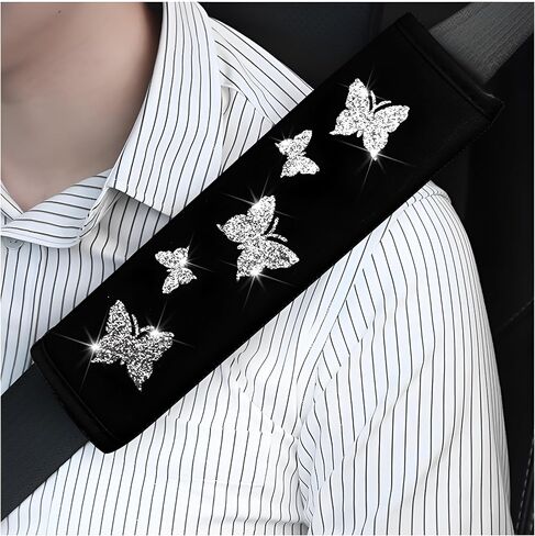 2PCS Car Seat Belt Covers, Butterfly Vehicles Seatbelt Cushion Pad to Protect Neck and Shoulder, Comfortable Automotive Interior Strap Harness Protector Accessories, Universal Fit (Green) in Saudi Arabia