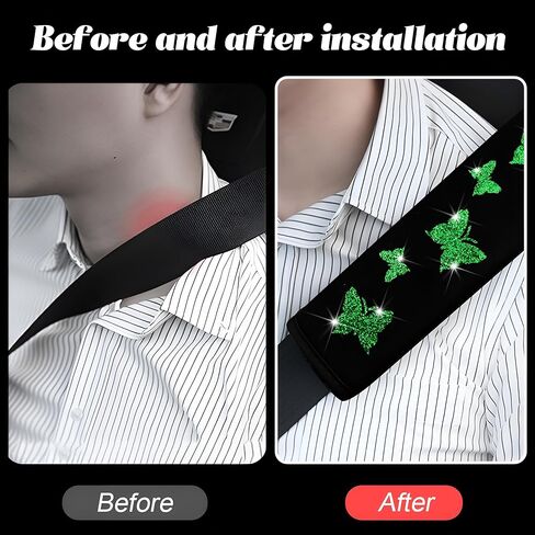 2PCS Car Seat Belt Covers, Butterfly Vehicles Seatbelt Cushion Pad to Protect Neck and Shoulder, Comfortable Automotive Interior Strap Harness Protector Accessories, Universal Fit (Green) in Saudi Arabia