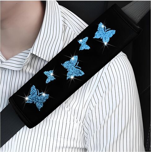 2PCS Car Seat Belt Covers, Butterfly Vehicles Seatbelt Cushion Pad to Protect Neck and Shoulder, Comfortable Automotive Interior Strap Harness Protector Accessories, Universal Fit (Green) in Saudi Arabia