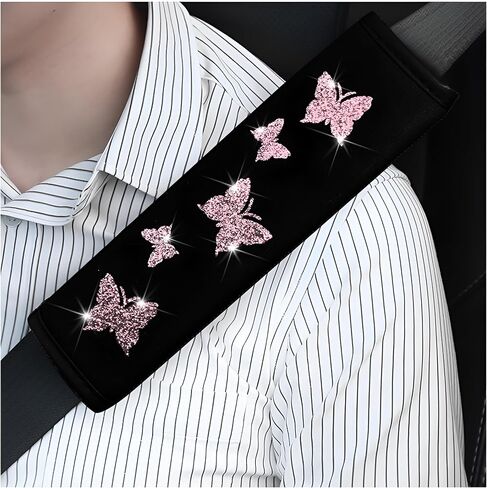 2PCS Car Seat Belt Covers, Butterfly Vehicles Seatbelt Cushion Pad to Protect Neck and Shoulder, Comfortable Automotive Interior Strap Harness Protector Accessories, Universal Fit (Green) in Saudi Arabia
