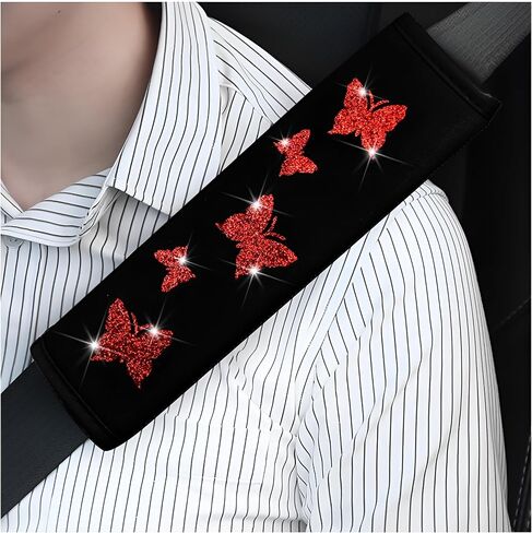 2PCS Car Seat Belt Covers, Butterfly Vehicles Seatbelt Cushion Pad to Protect Neck and Shoulder, Comfortable Automotive Interior Strap Harness Protector Accessories, Universal Fit (Green) in Saudi Arabia