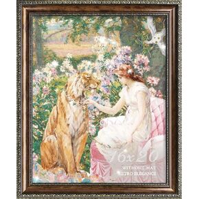 عرض إطار صورة عتيق مقاس 16 × 20 مقاس 16 × 20 ملصق جداري فني يشتمل على زجاج شبكي، إطار فيكتوري لتزيين الحائط لغرفة المعيشة وغرفة النوم باللون البني الذهبي in Kuwait