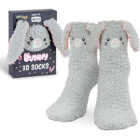 Cute Fuzzy Socks For Men and Women Bunny 3D Animal Character - Fluffy Easter Basket Filler Idea Gift Size 5-9 in Kuwait