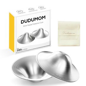 Dudumom Silver Nursing Cups - Nipple Shields for Nursing Newborn - Soothe and Protect Your Nursing Nipples-Large in Saudi Arabia