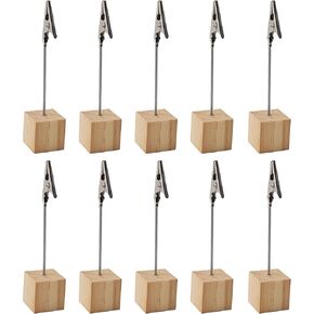 10PCS Light Wooden Color Wooden Cube Base Memo Clip Holders, Alligator Clip Stands for Table Numbers, Place Cards, Photos and Wedding Decorations in Kuwait
