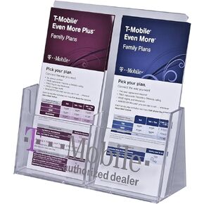 Clear-Ad - حامل كتيبات أكريليك ثلاثي الطي بجيبين مقاس 4 × 9 - منظم بطاقات رف سطح المكتب - حامل عرض كتيب - LHF-S130 (عبوة من 25 قطعة) in Kuwait