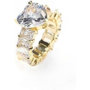 Solid Gold over S925 Sterling Silver Heart-Shaped Moissanite Band Ring, Vintage Aesthetic Stackable Band, Gift for Lady in Kuwait