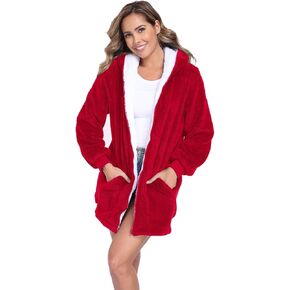 سترة RONGTAI النسائية كبيرة الحجم كاجوال بسحاب كامل للنساء سويت شيرت من الصوف مع جيوب in Kuwait