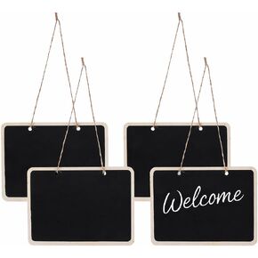 Garneck 4 Pack Hanging Chalkboard Signs: Double Sided Wooden Small Blackboard with String Erasable Message Board for Wedding Party Home Store Office Decor in Kuwait