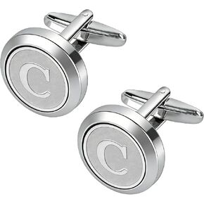 Men's Letter-Style Cufflinks, Classic Stainless Steel Initial Cufflinks for Wedding, Business in Kuwait