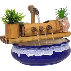 مجموعة نافورة مياه الخيزران، لمسة نهائية ناعمة غير لامعة، تتضمن مضخة مثالية للاستخدام في الهواء الطلق/الداخلي، ديكور المنزل، ديكور شرفة الحديقة، هدية. (حامل الخيزران العمودي) in Kuwait