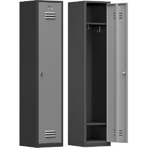 71'' Metal Locker with Keys for School,Gym,3 Tier Steel Office Storage Locker with Hook,Tall Cabinet for Employees (Black＆Gray, 1-Door) in Kuwait