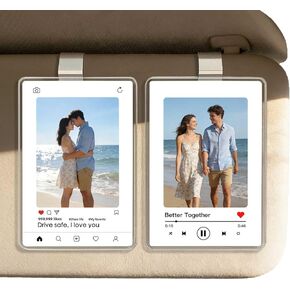 WCDHOR 2 x Custom Photo Car Visor Clip, Personalized Gift for Him Anniversary, Drive Safe Gift, Car Photo Frame, Couples Keepsake Unique, Couples, Family (2) in Kuwait