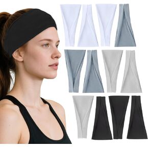 Headbands for Women, 12PCS Wide Stretchy Sports Hair Bands, Elastic Soft Fashion Head Bands, Non-Slip Running Sweatbands for Fashion, Washing Face, Workouts, Yoga, Daily Use in Kuwait