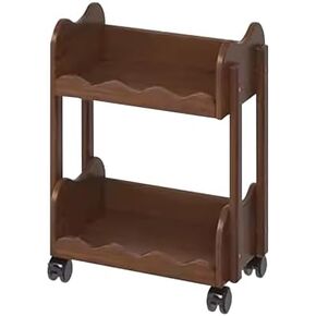 Mobile Bookshelf,Wooden Rolling Storage Cart with Wheels - Mobile Library Book Cart, Perfect for Home, Office, Study, Living Room & Classroom Organization in Kuwait