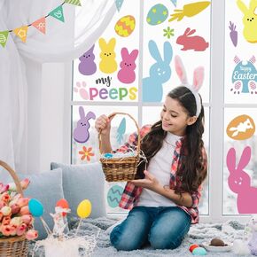 Easter Decorations Window clings 9 Sheet for Windows Happy Easter Egg Bunny Window clings Stickers in Kuwait