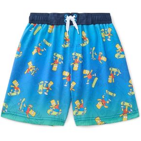 Simpsons Boys Bathing Suit All Over Print Bart Skateboarding Swim Trunks Admiral Navy (US, Numeric, 10, 12, Regular) in Saudi Arabia