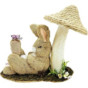 Naturevibe 8.9 بوصة ديكور أرنب عيد الفصح السيزال على متأرجحة الجزر، زينة عيد الفصح المصنوعة من القش الطبيعي تمثال أرنب على مرج الطحلب كديكور ربيعي in Kuwait