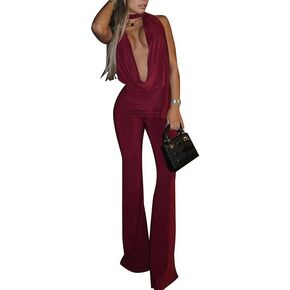 بذلة نسائية مثيرة برقبة رسن ثنيات بدون ظهر رومبير Y2k للخروج ملابس النادي قطعة واحدة in Kuwait