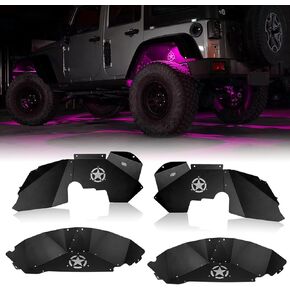 طقم بطانات الحاجز الداخلي الأمامي والخلفي مع ضوء نيون LED لـ 2007-2018 جيب رانجلر JK JKU 2/4 أبواب بشعار خمس نجوم in Kuwait
