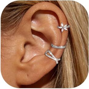 SPORCLO أقراط الأذن للنساء غير ثقب الحلزون الغضروف كليب على الأصفاد الأذن 14K مطلية بالذهب والفضة الاسترليني الفولاذ المقاوم للصدأ هيبوالرجينيك هوجي هوب وهمية مجموعة القرط هدية مجوهرات in Kuwait