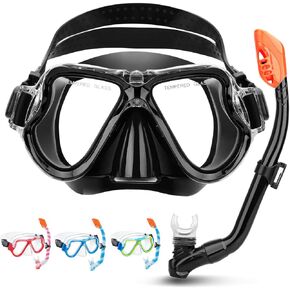 CTSAYTL Snorkeling Gear for Kids, 4 in 1 Travel Size Mask Fins Snorkel Set with Panoramic View Anti Fog Mask, Dry Top Snorkel, Trek Fins and Travel Bag, Kids Snorkel Set for Swimming Snorkeling in Saudi Arabia