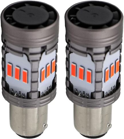 Syneticusa 1157 Error Free Canbus Ready Red LED Brake Parking Tail Stop Turn Signal Light Bulbs DRL Parking Lamp No Hyper Flash All in One With Built-In Resistors (12 LEDs) in Saudi Arabia