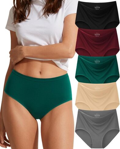 Cotton Panties for Women High Waisted Women's Underwear Breathable Full Coverage Ladies Briefs 5 Pack in Saudi Arabia