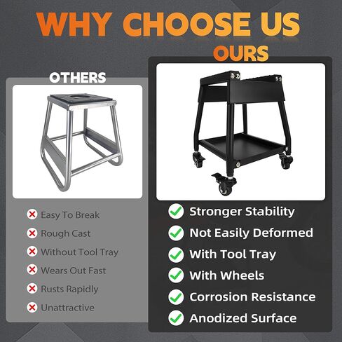حامل الدراجة الترابية مع عجلات، حامل لوحة رفع الدراجة النارية قابل للفصل ومضاد للانزلاق وصيانة عالمية شديدة التحمل لمعظم الدراجات النارية الترابية موتوكروس إندورو على الطرق الوعرة - أسود in Kuwait