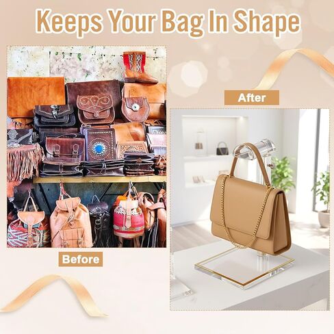 2 Pcs Acrylic Purse Display Stands, 10"-16" and 14"-24" Adjustable Height Handbag Stands for Display, Bag Table Holder, Clear Purses Hanging Rack for Closet Retail Vendor Wallet Jewelry Necklac in Saudi Arabia