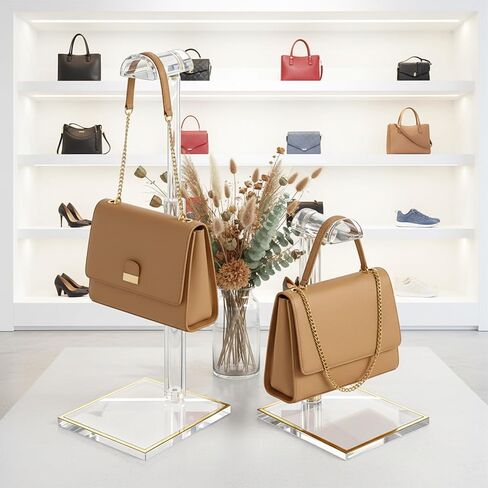 2 Pcs Acrylic Purse Display Stands, 10"-16" and 14"-24" Adjustable Height Handbag Stands for Display, Bag Table Holder, Clear Purses Hanging Rack for Closet Retail Vendor Wallet Jewelry Necklac in Saudi Arabia