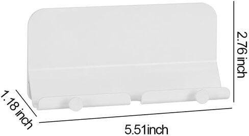 Wall Mount Phone Holder with 2 Hooks, Self Adhesive Phone Stand with Charging Hole, Smartphone Holder for Bedroom, Kitchen, Bathroom, Office, White in Saudi Arabia