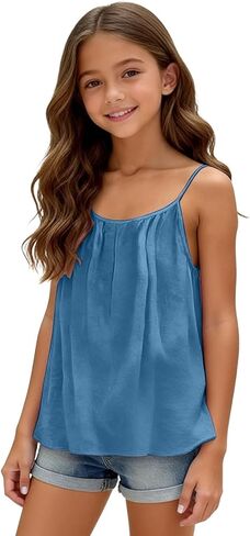 Teen Girls Cami Tank Tops Spaghetti Strap Backless Camisole Lowy Sleeveless Holiday Cami Shirt for Beach Vacation in Saudi Arabia