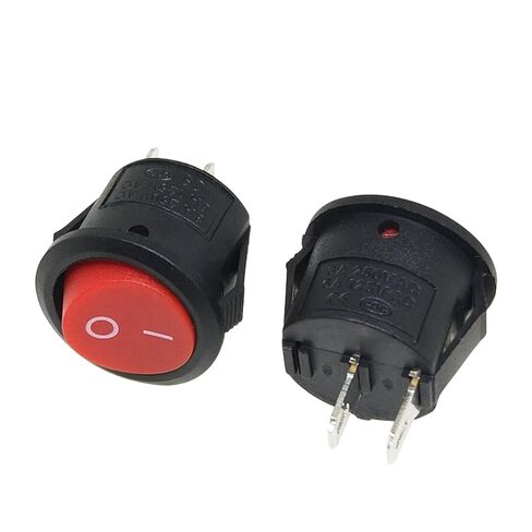 مفتاح هزاز مستدير، 20 مم، SPST On-Off، 10A 250V AC، 2-Pin، قفل ذاتي (أسود 5 قطع) in Saudi Arabia