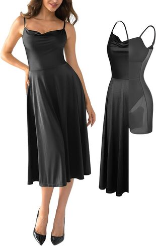 Popilush Corset Dress All in One Shapewear A-Line Midi Dresses for Women with Built in Bra Tummy Control Tea Party Evening in Saudi Arabia