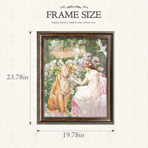 عرض إطار صورة عتيق مقاس 16 × 20 مقاس 16 × 20 ملصق جداري فني يشتمل على زجاج شبكي، إطار فيكتوري لتزيين الحائط لغرفة المعيشة وغرفة النوم باللون البني الذهبي in Kuwait