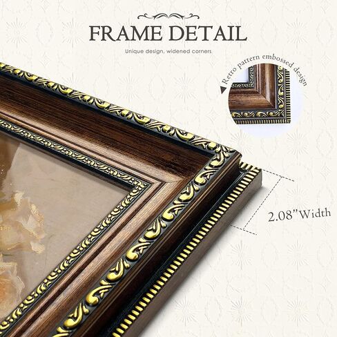 عرض إطار صورة عتيق مقاس 16 × 20 مقاس 16 × 20 ملصق جداري فني يشتمل على زجاج شبكي، إطار فيكتوري لتزيين الحائط لغرفة المعيشة وغرفة النوم باللون البني الذهبي in Kuwait