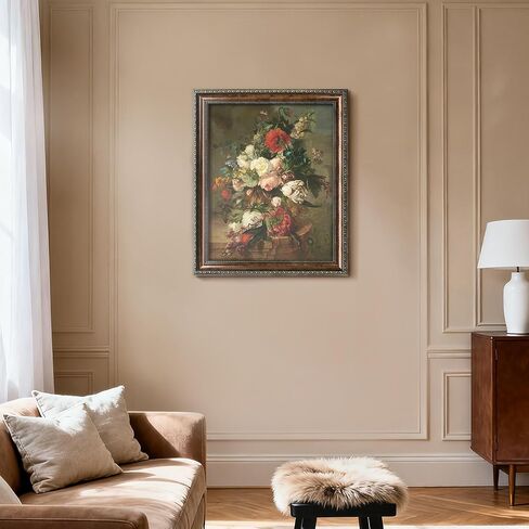 عرض إطار صورة عتيق مقاس 16 × 20 مقاس 16 × 20 ملصق جداري فني يشتمل على زجاج شبكي، إطار فيكتوري لتزيين الحائط لغرفة المعيشة وغرفة النوم باللون البني الذهبي in Kuwait