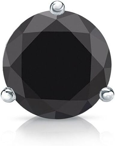 18k Gold 3-Prong Martini Round Black Diamond Men SINGLE STUD Earring (1/4-1 ct, Black) Screw-Back in Saudi Arabia