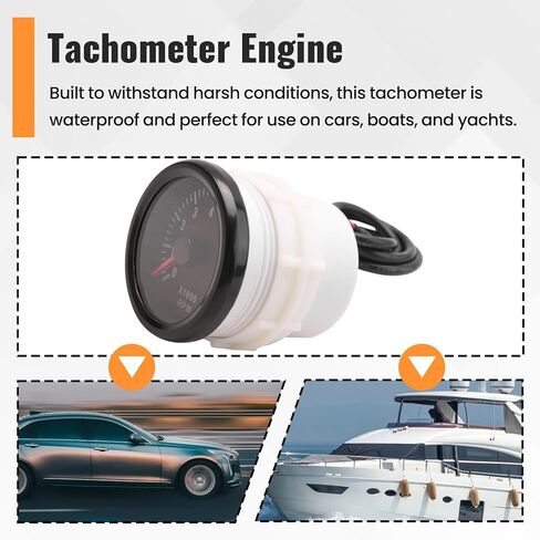52 مللي متر مقياس سرعة الدوران الكهربائي 0-8000 دورة في الدقيقة 2 "RPM Tacho متر ل 2 3 4 5 6 8 اسطوانة محرك البنزين سيارة قارب يخت in Kuwait