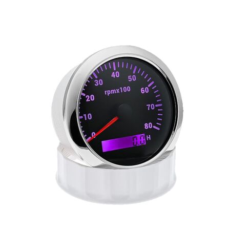 Unifizz 85mm 3-3/8" Boat Tachometer Gauge 7 Color LED RPM Tacometro Meter Automotive Replacement Tachometers 8000 RPM for Car Auto Marine Truck 9-32V (Black) in Saudi Arabia