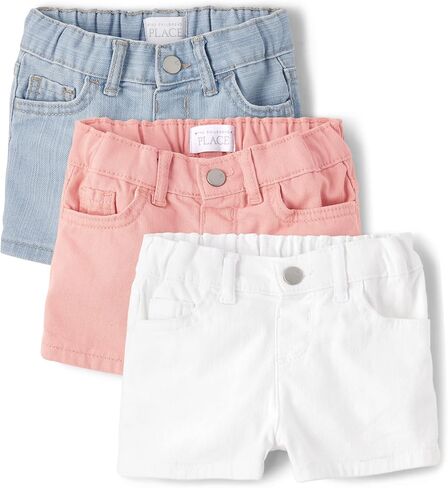 The Children's Place Baby Toddler Girls Denim Shortie Shorts, Miley/Dark Wash 2-Pack, 2T in Saudi Arabia