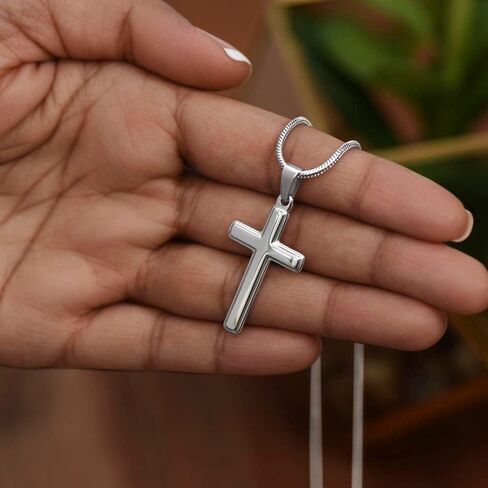 Grandson Cross Necklace, 1st Holy Communion Gift For Grandson Cross Necklace, First Communion Gifts, Grandson Confirmation Gifts, Birthday, Baptism, Catholic, Teen (Standard Box, Every Prayer Cross) in Saudi Arabia