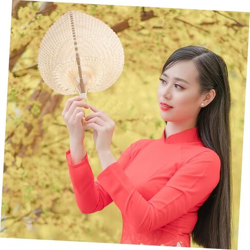 OUNONA Handmade Heart-shaped Fan Woven Handheld Cooling Fan for Weddings Parties and Home Decor Artisan Crafted for Elegant Events in Saudi Arabia