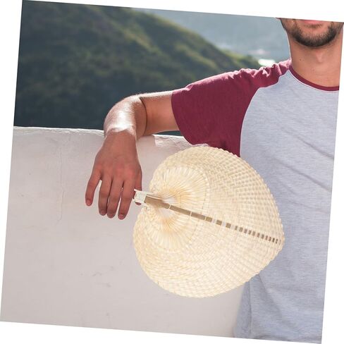 OUNONA Handmade Heart-shaped Fan Woven Handheld Cooling Fan for Weddings Parties and Home Decor Artisan Crafted for Elegant Events in Saudi Arabia