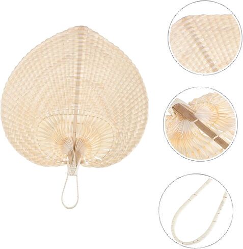 OUNONA Handmade Heart-shaped Fan Woven Handheld Cooling Fan for Weddings Parties and Home Decor Artisan Crafted for Elegant Events in Saudi Arabia