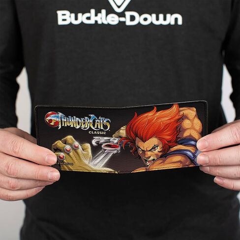 محفظة ThunderCats بإبزيم للأسفل، ثنائية الطي، Thundercats Lion O Sword Of Omens، شعار العنوان باللون الأسود، جلد نباتي in Saudi Arabia