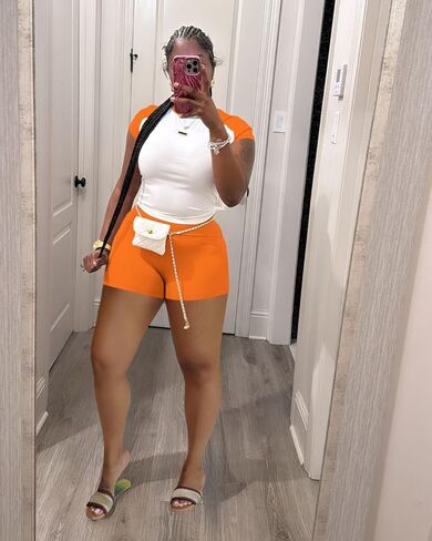 2 Piece Sets For Women Casual Sweatsuits Biker Shorts Set in Saudi Arabia