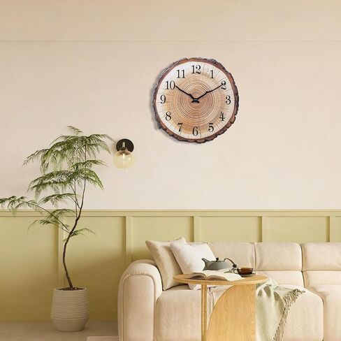 ساعة حائط خشبية ريفية مقاس 12 بوصة ساعات حائط صامتة غير موقوتة تعمل بالبطارية in Kuwait