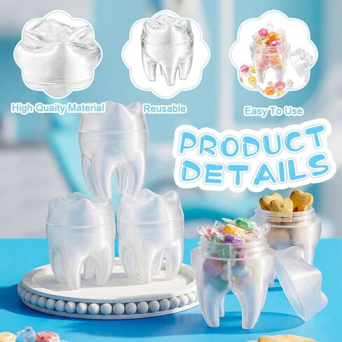 Novabright 8 Packs Dental Assistant Week Gifts Tooth Shaped Jar 3D Print Tooth Shaped Candy Filling Containers Jar Dental Health Month Appreciation Week Gifts Fun Dentist Day Rdh Supplies Favors in Saudi Arabia